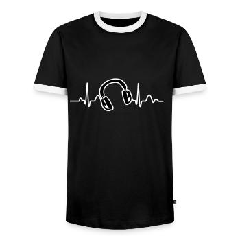 Lines of Heart, Pulz Herzline elektrokardiogramm - Männer Kontrast-T-Shirt - Schwarz/Weiß - Vorne - AI Model Female 172 light (172cm) & AI Model Male 178 light (178cm)