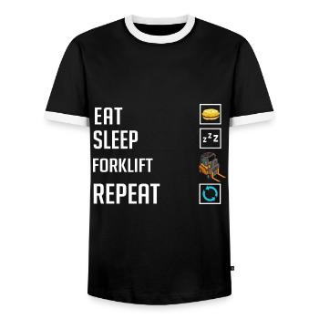 Conducteur de chariot élévateur Élévateur - T-shirt contrasté Homme - noir/blanc - Devant - AI Model Female 172 light (172cm) & AI Model Male 178 light (178cm)