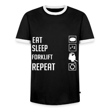 Conducteur de chariot élévateur Élévateur - T-shirt contrasté Homme - noir/blanc - Devant - AI Model Female 172 light (172cm) & AI Model Male 178 light (178cm)