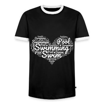 Swimmer Heart Swimming Water Sports Swimming pool - Men's Ringer Shirt - black/white - Front - AI Model Female 172 light (172cm) & AI Model Male 178 light (178cm)