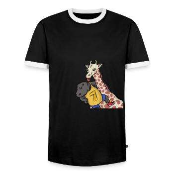 Girafffe - Men's Ringer Shirt - black/white - Front - AI Model Female 172 light (172cm) & AI Model Male 178 light (178cm)