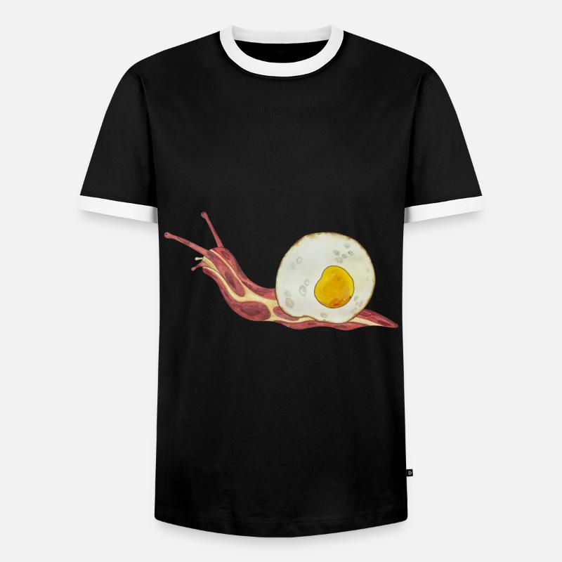 Baconschnecke Bacon and egg Spiegelei - Männer Kontrast-T-Shirt - Schwarz/Weiß
