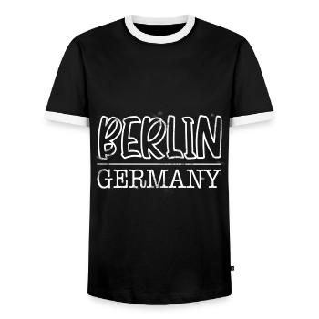 Berlin - T-shirt contrasté Homme - noir/blanc - Devant - AI Model Female 172 light (172cm) & AI Model Male 178 light (178cm)