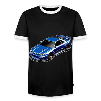 Jdm / Tuning / Turbocharger / Rims / Chiptuning - Men's Ringer Shirt - black/white - Front - AI Model Female 172 light (172cm) & AI Model Male 178 light (178cm)