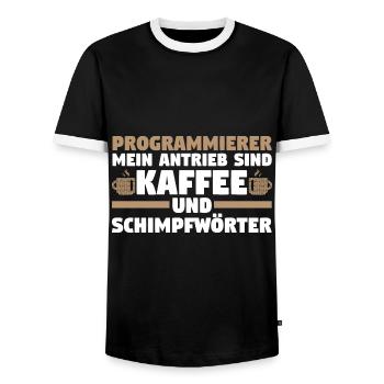 Programmieren Entwickler Coder Kaffee Programmiere - Männer Kontrast-T-Shirt - Schwarz/Weiß - Vorne - AI Model Female 172 light (172cm) & AI Model Male 178 light (178cm)