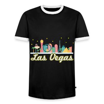 Las Vegas Strip - Men's Ringer Shirt - black/white - Front - AI Model Female 172 light (172cm) & AI Model Male 178 light (178cm)