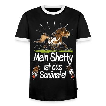 Mein Shetty das Schönste (Text weiss) - T-shirt contrasté Homme - noir/blanc - Devant - AI Model Female 172 light (172cm) & AI Model Male 178 light (178cm)