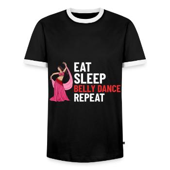 Danse du ventre Danse orientale Musique Danseur - T-shirt contrasté Homme - noir/blanc - Devant - AI Model Female 172 light (172cm) & AI Model Male 178 light (178cm)