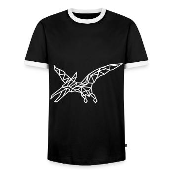 Flugsaurier Dino Geometrie - Männer Kontrast-T-Shirt - Schwarz/Weiß - Vorne - AI Model Female 172 light (172cm) & AI Model Male 178 light (178cm)