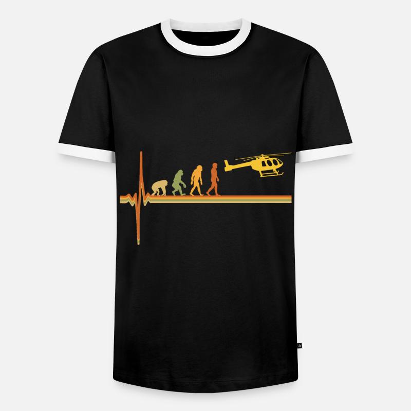 Hubschrauber Pilot EKG Herzschlag Evolution - Männer Kontrast-T-Shirt - Schwarz/Weiß