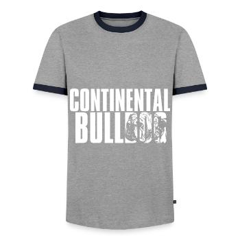 Colorbulls Conti Bulldoggen Continental Bulldogs - Männer Kontrast-T-Shirt - Grau/Navy  - Vorne - AI Model Female 172 light (172cm) & AI Model Male 178 light (178cm)
