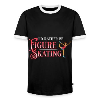 Eiskunstlauf Eisläufer Schlittschuhe Eislaufen - Männer Kontrast-T-Shirt - Schwarz/Weiß - Vorne - AI Model Female 172 light (172cm) & AI Model Male 178 light (178cm)