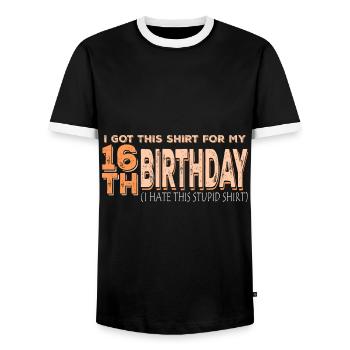16. Geburtstag 16ter bday 16 jahre alt geworden - Männer Kontrast-T-Shirt - Schwarz/Weiß - Vorne - AI Model Female 172 light (172cm) & AI Model Male 178 light (178cm)