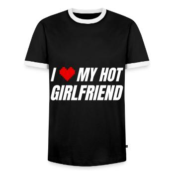 I Heart My Gamer Girl Girlfriend Zocken Pc Zocker - Men's Ringer Shirt - black/white - Front - AI Model Female 172 light (172cm) & AI Model Male 178 light (178cm)