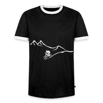 Fahrradsport am Kind und Herren im Sport Citybike - Männer Kontrast-T-Shirt - Schwarz/Weiß - Vorne - AI Model Female 172 light (172cm) & AI Model Male 178 light (178cm)