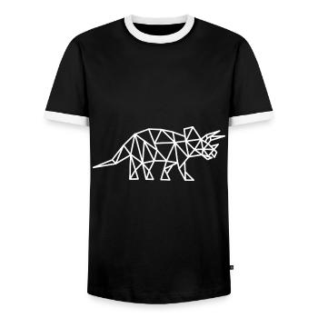 Triceratops Geometric Lines - Men's Ringer Shirt - black/white - Front - AI Model Female 172 light (172cm) & AI Model Male 178 light (178cm)