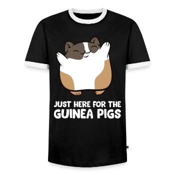Cochons d'Inde - Just here for the guinea pigs - T-shirt contrasté Homme - noir/blanc - Devant - AI Model Female 172 light (172cm) & AI Model Male 178 light (178cm)