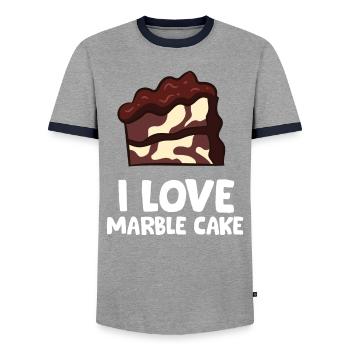 Marble Cake - I love marble cake - Men's Ringer Shirt - grey/navy  - Front - AI Model Female 172 light (172cm) & AI Model Male 178 light (178cm)