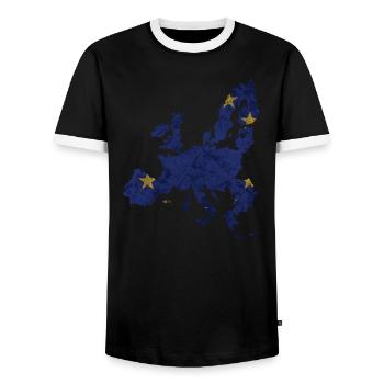 Europe - frontière nationale dans le drapeau national - T-shirt contrasté Homme - noir/blanc - Devant - AI Model Female 172 light (172cm) & AI Model Male 178 light (178cm)