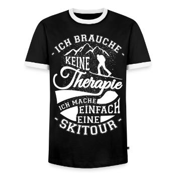 Skitour - die beste Therapie - Männer Kontrast-T-Shirt - Schwarz/Weiß - Vorne - AI Model Female 172 light (172cm) & AI Model Male 178 light (178cm)