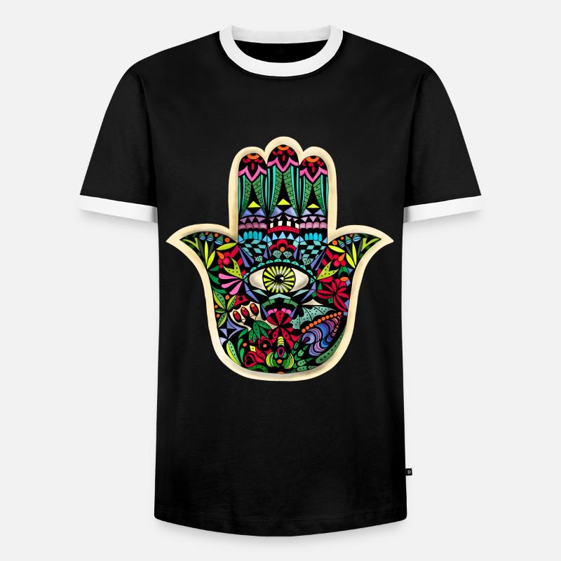 Hand der Fatima - Männer Kontrast-T-Shirt - Schwarz/Weiß