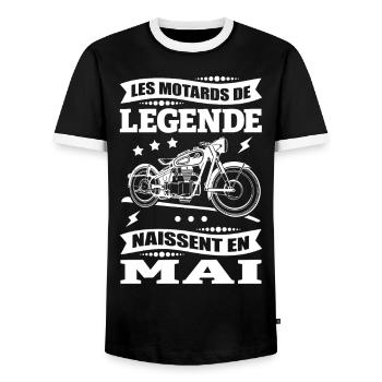 ANNIVERSAIRE MOTARD DE MAI - T-shirt contrasté Homme - noir/blanc - Devant - AI Model Female 172 light (172cm) & AI Model Male 178 light (178cm)