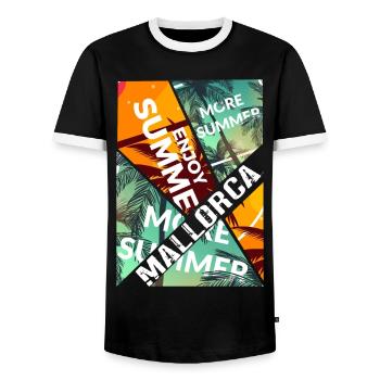 Mallorca Summer Sun Beach Sea Palms Party - Men's Ringer Shirt - black/white - Front - AI Model Female 172 light (172cm) & AI Model Male 178 light (178cm)