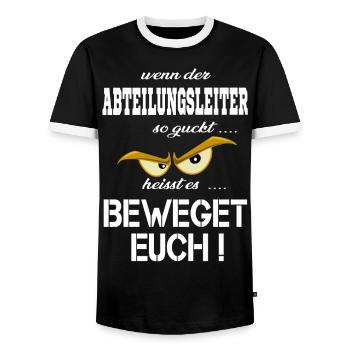 Wenn der Abteilungsleiter böse guckt T-Shirt - Männer Kontrast-T-Shirt - Schwarz/Weiß - Vorne - AI Model Female 172 light (172cm) & AI Model Male 178 light (178cm)