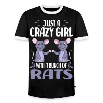 Rat sayings | Domestic Rat Rodents Gift Ideas - Men's Ringer Shirt - black/white - Front - AI Model Female 172 light (172cm) & AI Model Male 178 light (178cm)