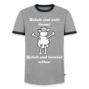 Sheep are not stupid - Men's Ringer Shirt - grey/navy  - Front - AI Model Female 172 light (172cm) & AI Model Male 178 light (178cm)