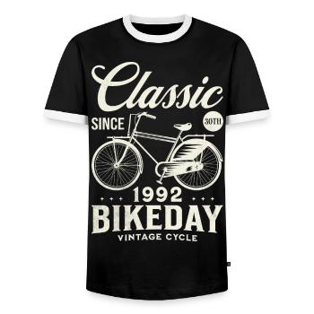 Cyclist 1992 Bike 30 years Anniversary - Men's Ringer Shirt - black/white - Front - AI Model Female 172 light (172cm) & AI Model Male 178 light (178cm)