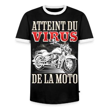 Atteint Du Virus De La Moto Humour Motard - T-shirt contrasté Homme - noir/blanc - Devant - AI Model Female 172 light (172cm) & AI Model Male 178 light (178cm)