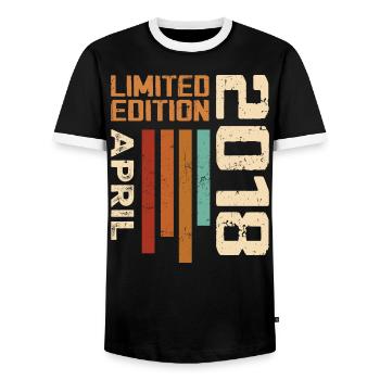 Geboren im April 2018 Geburtstagsgeschenk 2018 Retro - Männer Kontrast-T-Shirt - Schwarz/Weiß - Vorne - AI Model Female 172 light (172cm) & AI Model Male 178 light (178cm)