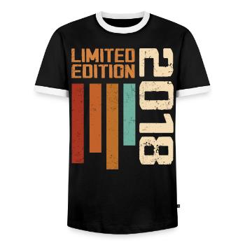 Vintage 2018 Retro 2018 Birthday Gift - Men's Ringer Shirt - black/white - Front - AI Model Female 172 light (172cm) & AI Model Male 178 light (178cm)