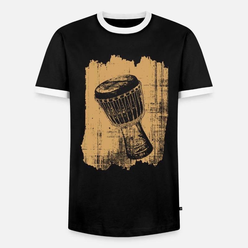 Djembe drum percussion - Men's Ringer Shirt - black/white
