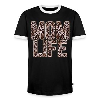 Mom Life - Men's Ringer Shirt - black/white - Front - AI Model Female 172 light (172cm) & AI Model Male 178 light (178cm)