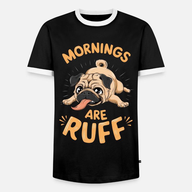 Mops - Mornings are ruff - Männer Kontrast-T-Shirt - Schwarz/Weiß
