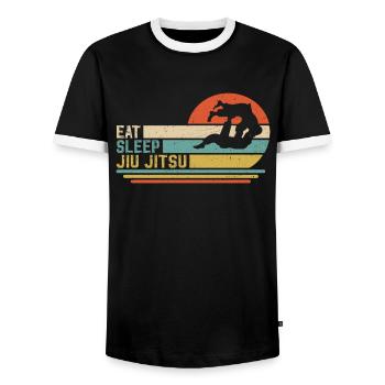eat sleep jiu jitsu - Männer Kontrast-T-Shirt - Schwarz/Weiß - Vorne - AI Model Female 172 light (172cm) & AI Model Male 178 light (178cm)