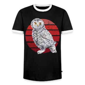 Eule Uhu Tier Waldtier Steinkauz Schleiereulen Fun - Männer Kontrast-T-Shirt - Schwarz/Weiß - Vorne - AI Model Female 172 light (172cm) & AI Model Male 178 light (178cm)