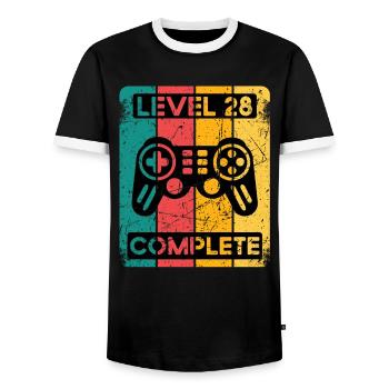 28. Geburtstag Shirt Gamer Zocker Männer Geschenk - Männer Kontrast-T-Shirt - Schwarz/Weiß - Vorne - AI Model Female 172 light (172cm) & AI Model Male 178 light (178cm)