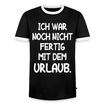 Urlaub Reisen Arbeitskollege Arbeit Lustige Ferien - Männer Kontrast-T-Shirt - Schwarz/Weiß - Vorne - AI Model Female 172 light (172cm) & AI Model Male 178 light (178cm)