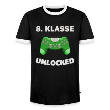 8. Klasse Gamer Deko Zocker Schule Kinder Geschenk - Männer Kontrast-T-Shirt - Schwarz/Weiß - Vorne - AI Model Female 172 light (172cm) & AI Model Male 178 light (178cm)