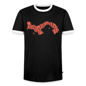 Panama Karte Republik Karibik Südamerika Geschenk - Männer Kontrast-T-Shirt - Schwarz/Weiß - Vorne - AI Model Female 172 light (172cm) & AI Model Male 178 light (178cm)