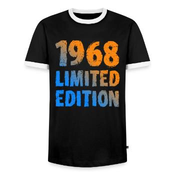 1968 Limited Edition Birthday Gift Wife Husband - Men's Ringer Shirt - black/white - Front - AI Model Female 172 light (172cm) & AI Model Male 178 light (178cm)