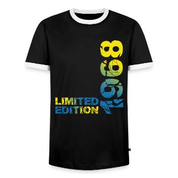 1968 Limited Edition Birthday Gift Wife Husband - Men's Ringer Shirt - black/white - Front - AI Model Female 172 light (172cm) & AI Model Male 178 light (178cm)