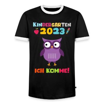 Kindergarten 2023 Ich Komme Jungen Kita Geschenk - Männer Kontrast-T-Shirt - Schwarz/Weiß - Vorne - AI Model Female 172 light (172cm) & AI Model Male 178 light (178cm)