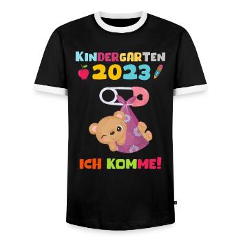 Kindergarten 2023 Ich Komme Mädchen Kita Geschenk - Männer Kontrast-T-Shirt - Schwarz/Weiß - Vorne - AI Model Female 172 light (172cm) & AI Model Male 178 light (178cm)