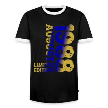 1988 August Limited Edition 35. Geburtstag Outfit - Männer Kontrast-T-Shirt - Schwarz/Weiß - Vorne - AI Model Female 172 light (172cm) & AI Model Male 178 light (178cm)