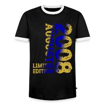 2008 Août Édition Limitée 15e Tenue d’anniversaire - T-shirt contrasté Homme - noir/blanc - Devant - AI Model Female 172 light (172cm) & AI Model Male 178 light (178cm)