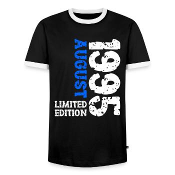 1995 August Limited Edition 28. Geburtstag Outfit - Männer Kontrast-T-Shirt - Schwarz/Weiß - Vorne - AI Model Female 172 light (172cm) & AI Model Male 178 light (178cm)